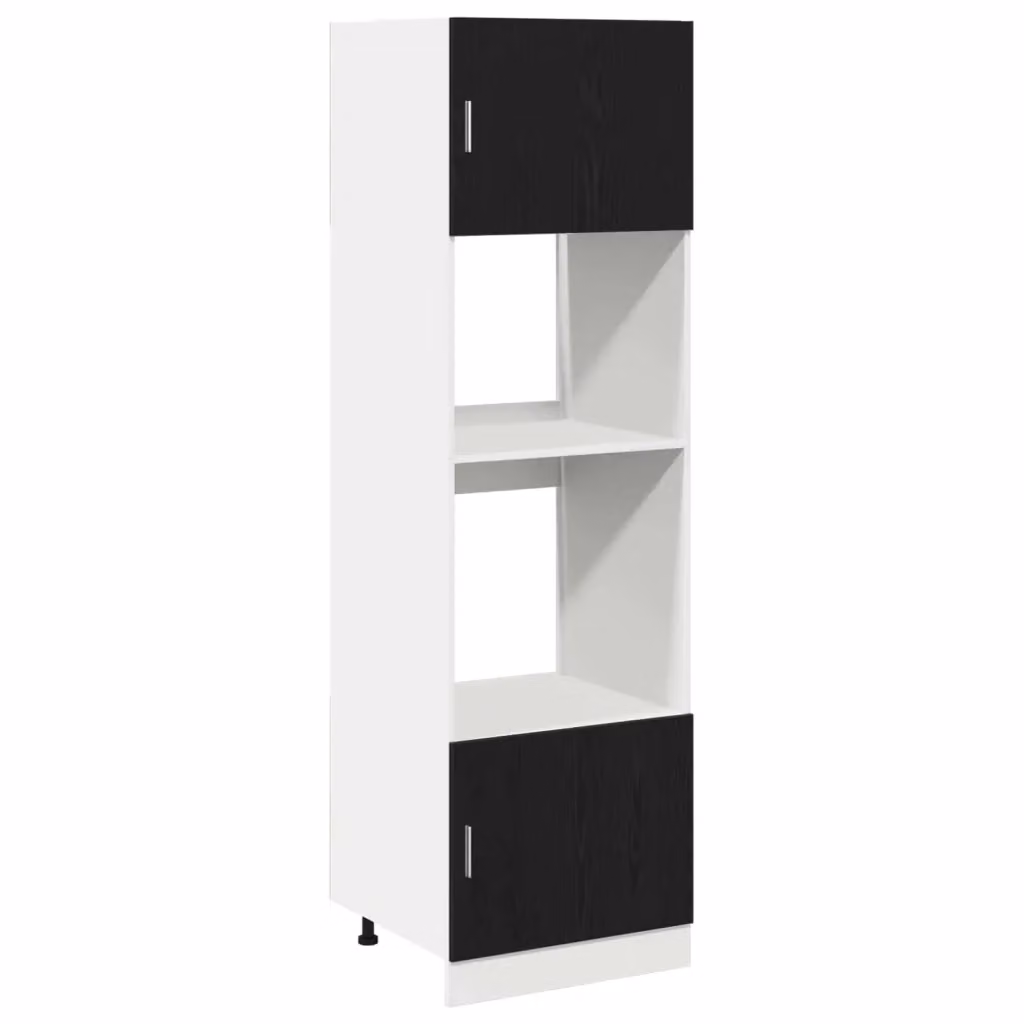 Armadio da cucina alto vidaXL in MDF nero opaco con ante a battente e ripiani interni L: 60 cm, P: 57 cm, H: 207 cm – 2