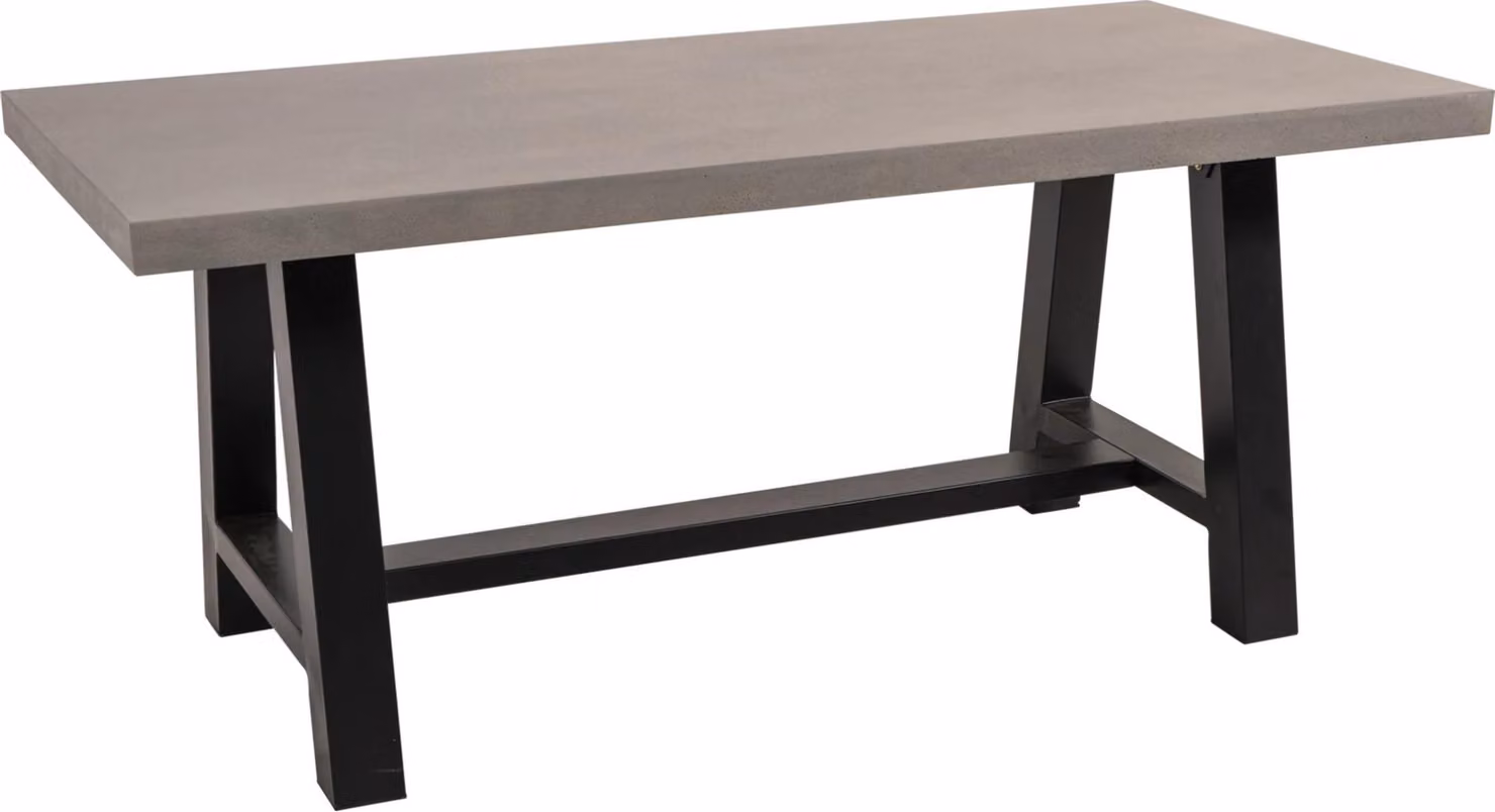 Tavolo - 180x90x77 cm - Acciaio nero - Piano in Polystone