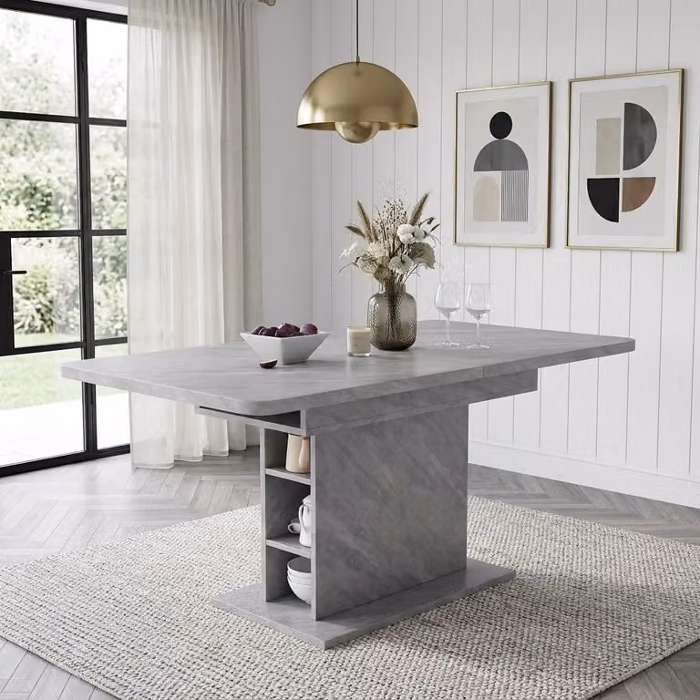 Tavolo da pranzo allungabile Flieks, tavolo da pranzo tavolo da cucina rettangolare, tavolo con spazio di archiviazione, 130x70x75, grigio