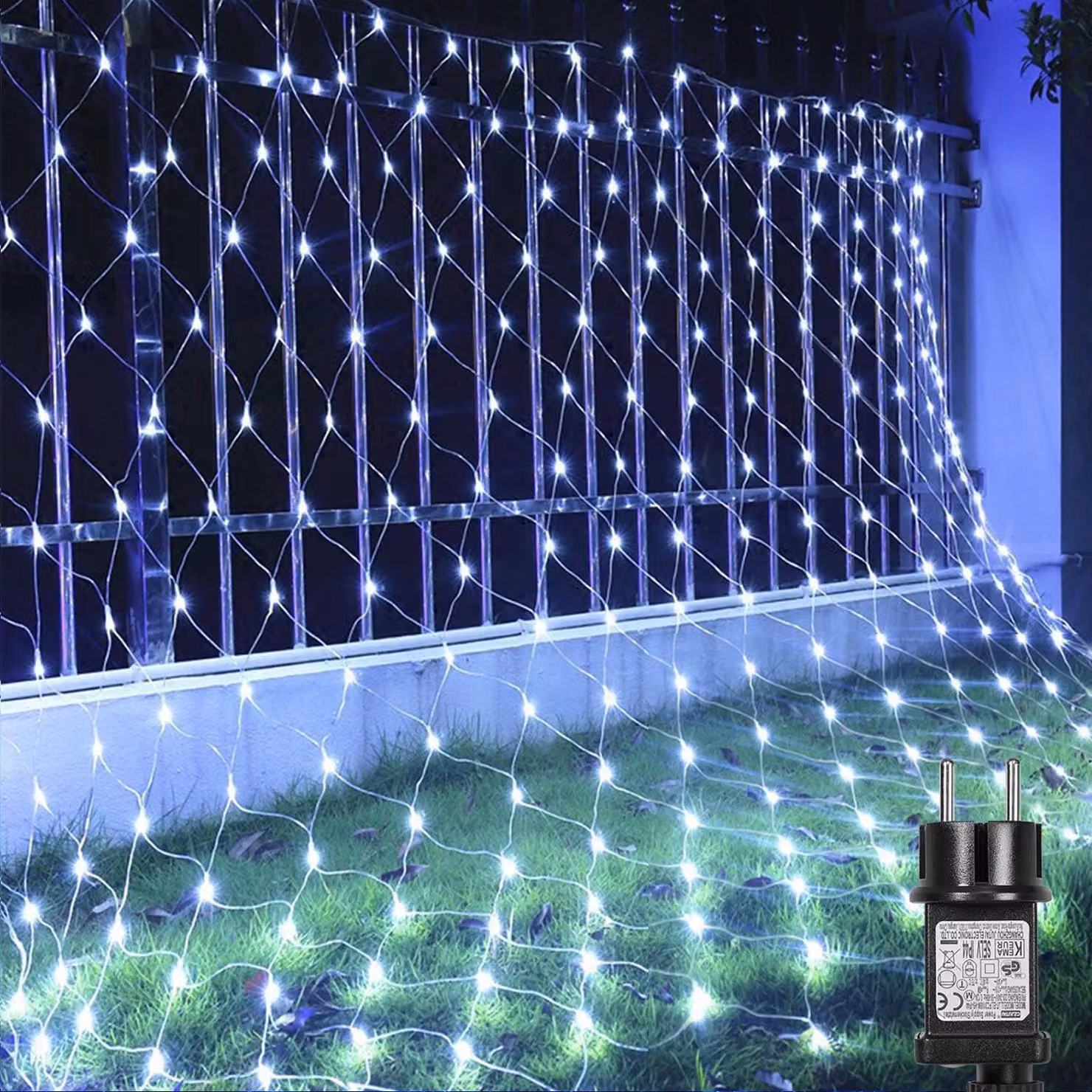 1.5X1.5M 96LED Tenda Luce Fata Luci 8 Modalità Luce Impermeabile Luce di Natale Festa Giardino Luce Rete, Bianco Freddo