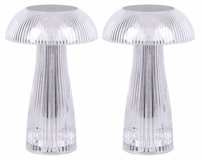 2 lampade da tavolo a LED, con dimmer touch, alimentazione a batteria, cavo USB, altezza 25 cm