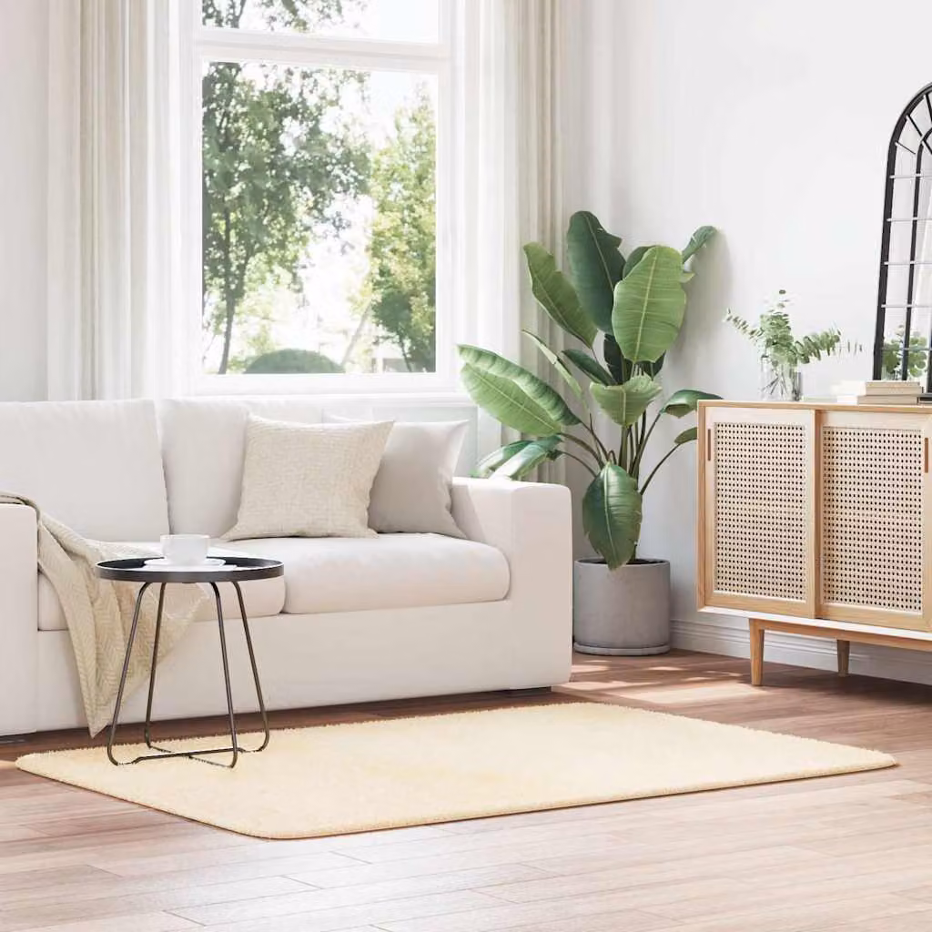 Tappeto Shaggy a Pelo Lungo vidaXL NAVARRA Crema Beige in Poliestere L: 120 cm, P: 170 cm