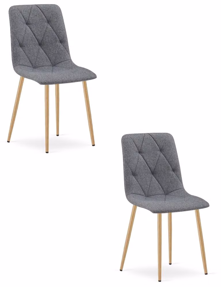 Set di 2 sedie Libra in tessuto grigio scuro e gambe effetto legno