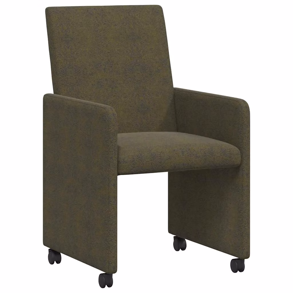 Set di 2 sedie da pranzo vidaXL con ruote in pelle sintetica verde militare L/P/H: 57 x 66 x 94 cm – 2