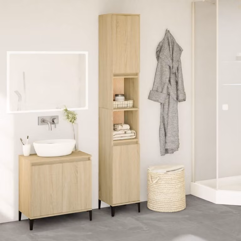 Armadietto da bagno moderno vidaXL in legno Rovere Sonoma, L 30 cm, P 30 cm, H 190 cm