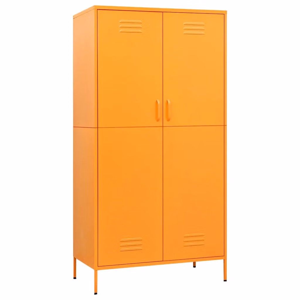 Armadio in metallo vidaXL Giallo con ripiani e appendiabiti L: 90 cm, P: 50 cm, H: 180 cm – 2