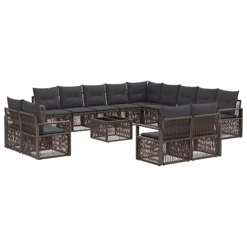 Set Divano da Giardino vidaXL 14 Pezzi a Forma di U Grigio con Cuscini e Tavolino – 2