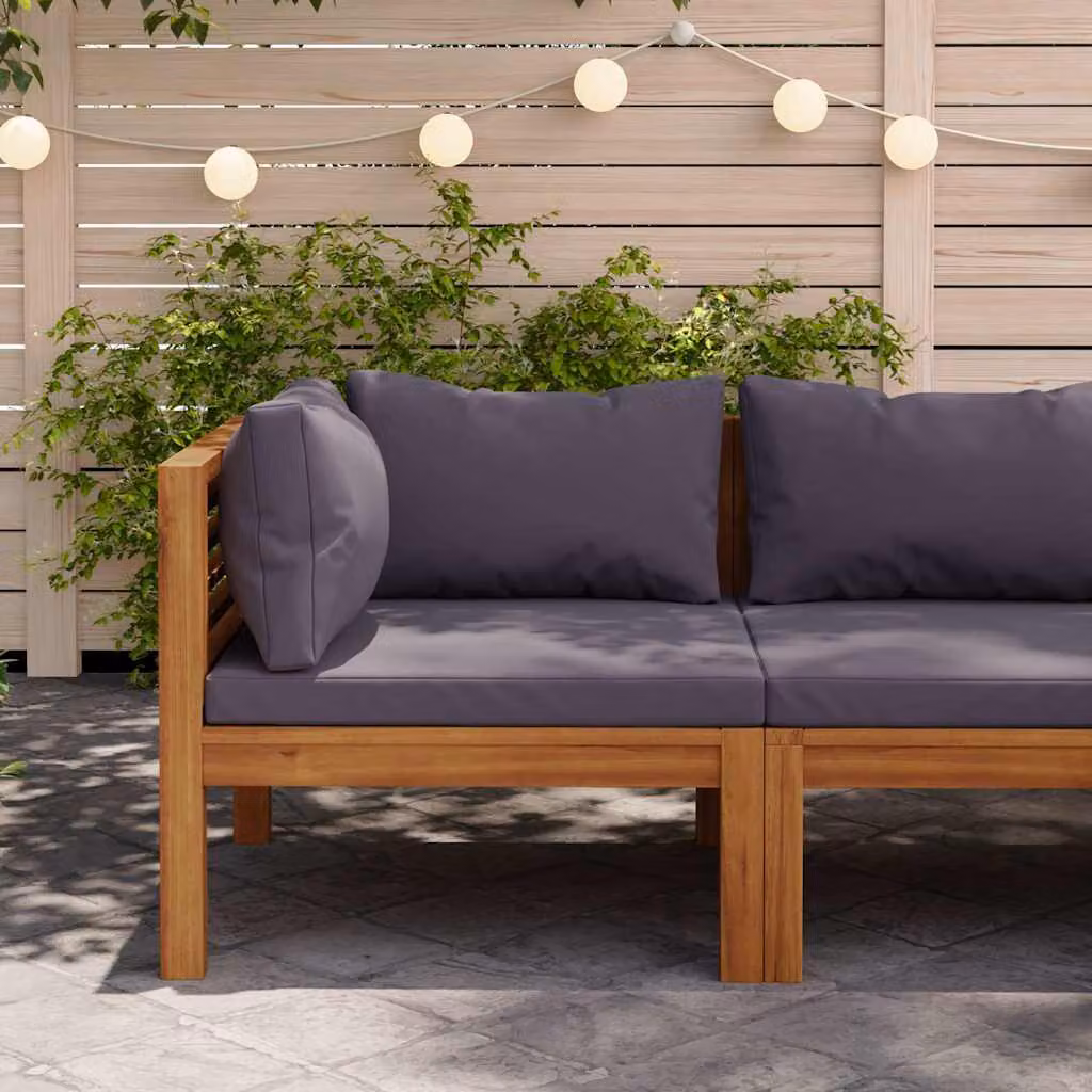 vidaXL Divano Angolare Modulare da Giardino in Legno di Acacia Trattato con Cuscini Grigio