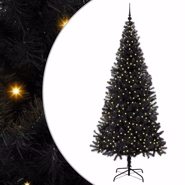 Albero di Natale | Decorazioni natalizie con 300 LED con supporto Nero 240 cm PVC