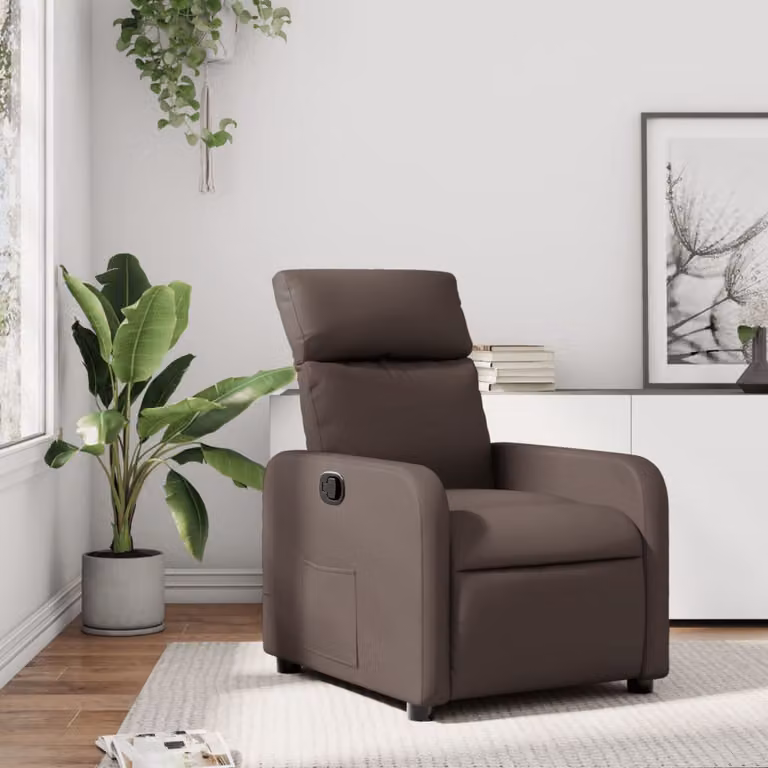 Poltrona Reclinabile Relax vidaXL in Similpelle Marrone con Braccioli e Regolazione Manuale