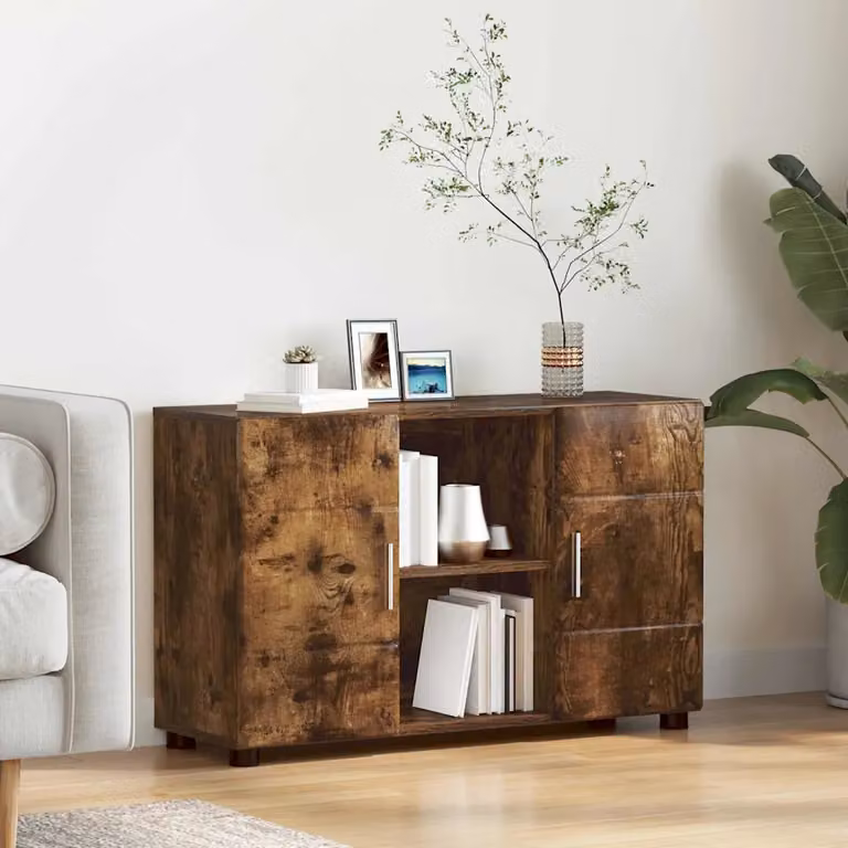 Credenza moderna vidaXL FLORIN in Rovere Fumo, L 88,5 x P 30,5 x H 55,5 cm