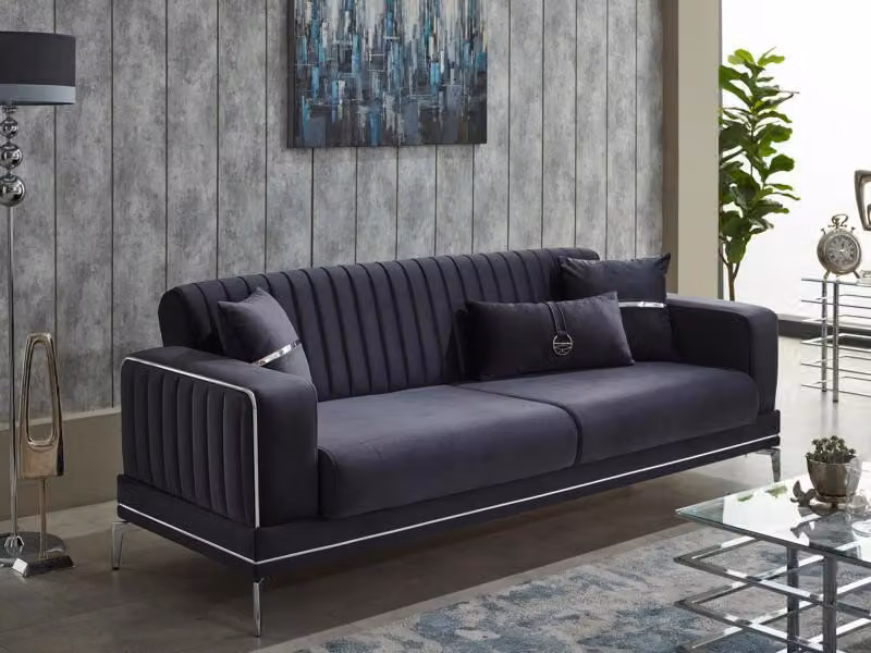 Luxus Sofa Couch Dreisitzer 3-Sitzer Couchen Design Lounge Grau Möbel Polster