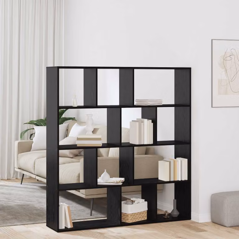 vidaXL Armadio per Libri Moderno con 12 Livelli, Colore Nero, L: 132 cm, P: 29 cm, H: 141,5 cm