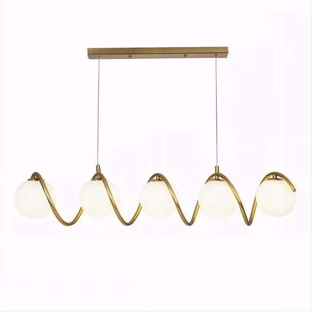 Lampadario a sospensione Trade Shop Twister in bronzo con 5 sfere in vetro e lampadine G9