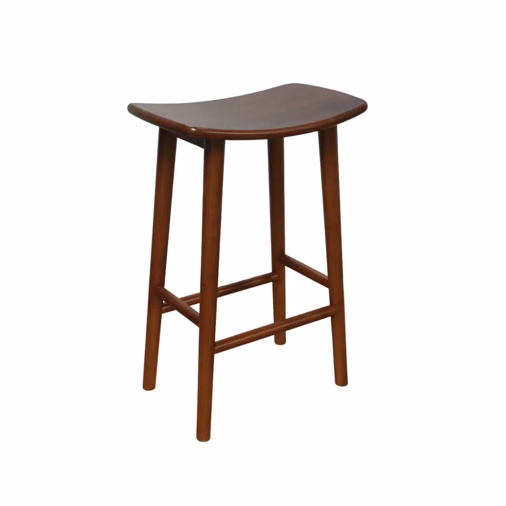 Set di 2 sgabelli da bar vintage Sweeek in legno di hevea colore noce, H: 68 cm, L: 31 cm, P: 46 cm – 2