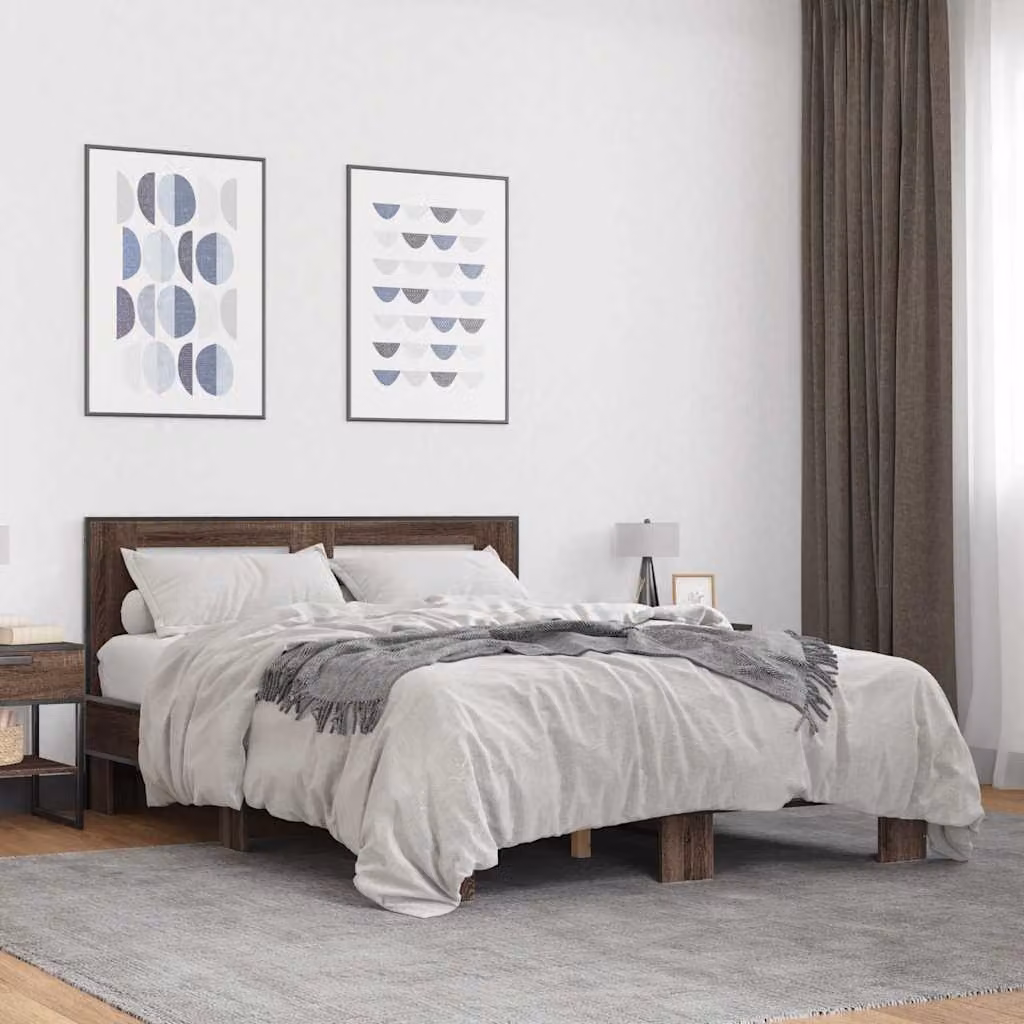 vidaXL Giroletto in Legno e Metallo Rovere Marrone L/P: 120 x 200 cm