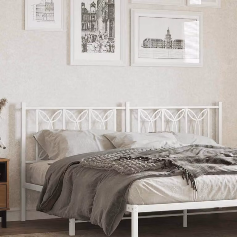 Testiera di ricambio vidaXL in metallo bianco con design geometrico per letto 180x200 cm