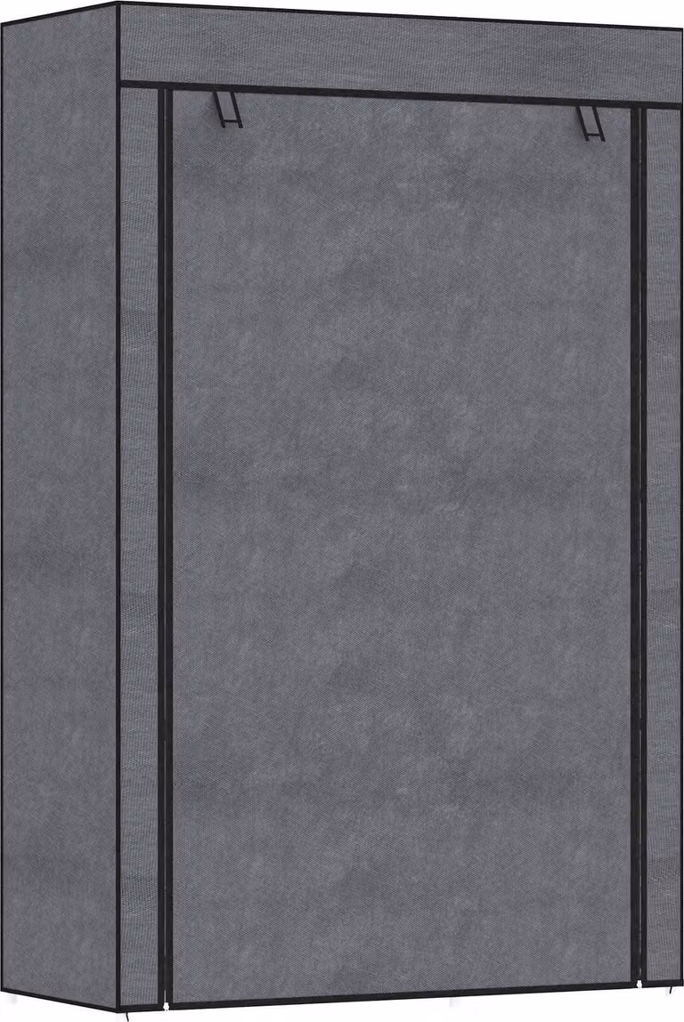 Armadio Armadio in tessuto con appendiabiti, 6 scomparti, armadio pieghevole in pile, armadio pieghevole per camera da letto, corridoio, grigio scuro, 103 x 43 x 162,5 cm Aosom