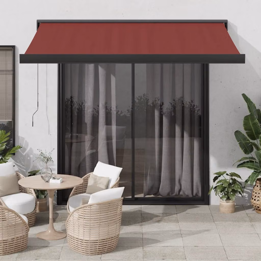 Tenda da Sole Retrattile Automatica con Motore vidaXL in Alluminio e Poliestere, Colore Antracite o Rosso, L: 350 cm, P: 250 cm – 1