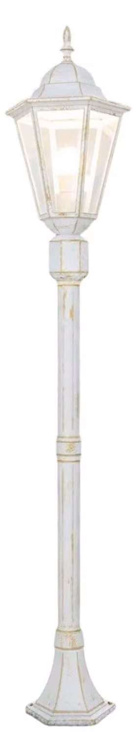 Lampada da terra con sensore di movimento, altezza 112,5 cm, attacco E27, grado di protezione IP44, colore bianco e oro