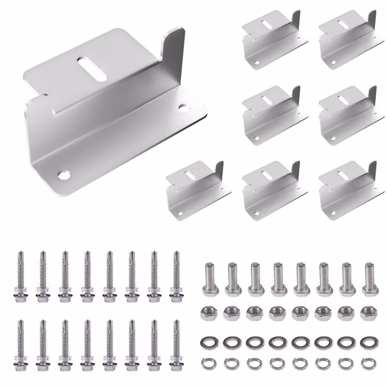 set di 8 staffe per pannelli solari Staffa per pannelli solari fotovoltaici ad angolo Z in alluminio Montaggio su tetto a parete (argento)