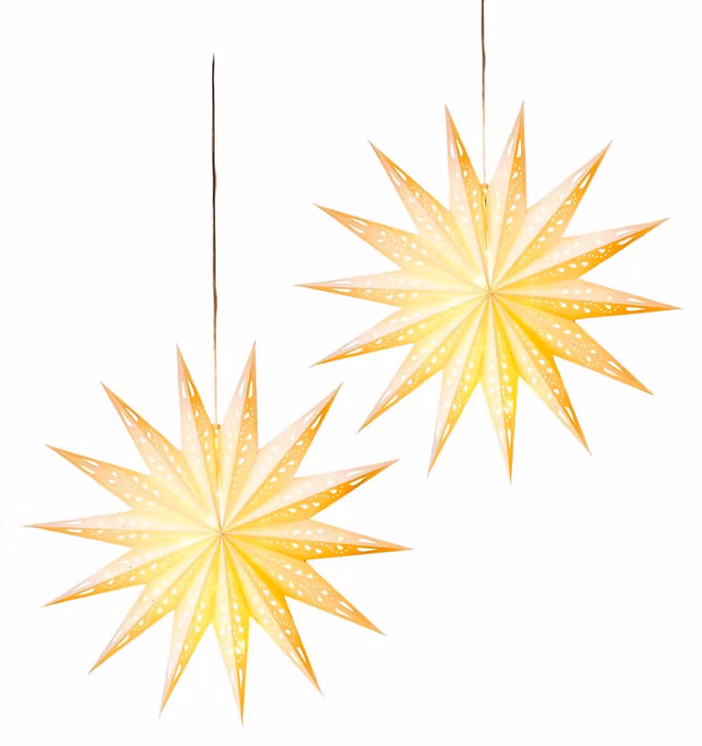 Decorazioni natalizie a LED a forma di stella di carta con telecomando, set pieghevole da 2 pezzi da 55 cm