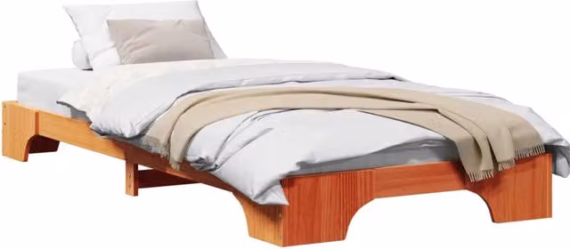 Letto singolo per adulti in pino massello marrone cerato L/P/H: 90 x 200 cm