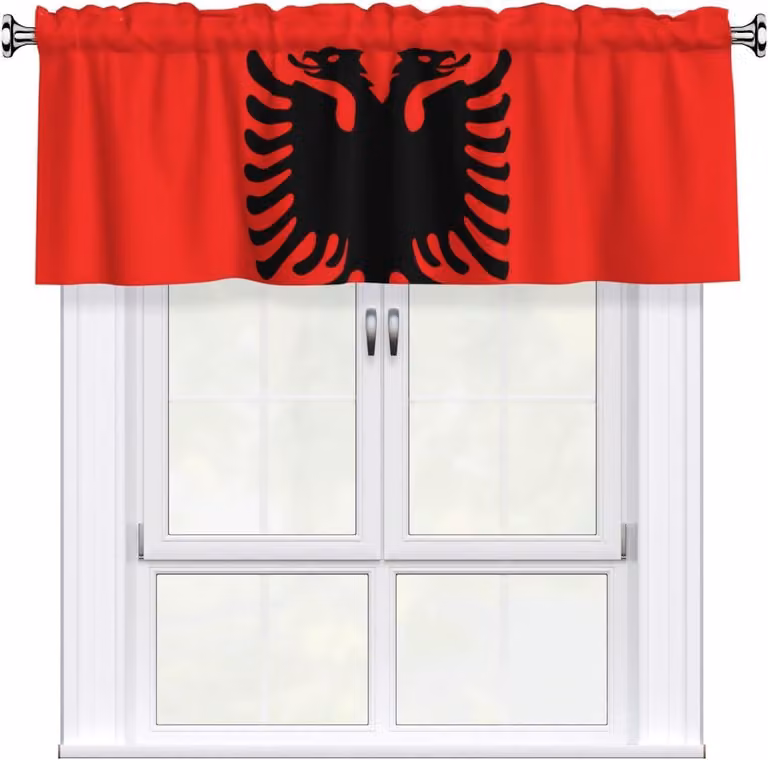 Bandiera albanese, dimensioni 137,2 x 45,7 cm, facile da applicare, ideale per decorare finestre in cucine, camere da letto e altri ambienti