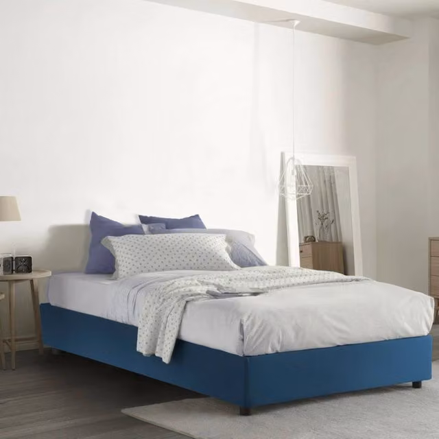 Andla, Letto Piazza e Mezza Sfoderabile Made in Italy, blu