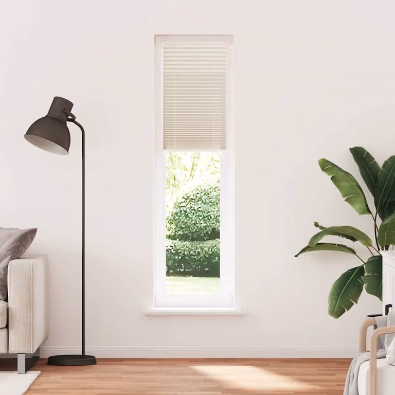 Tenda Plissettata vidaXL Beige Semi-Trasparente con Sistema a Corda e Supporti in Alluminio L: 40 cm, H: 200 cm
