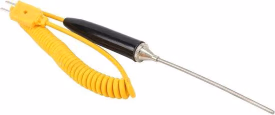 Sensore termometrico portatile con termocoppia di tipo K, 0-1100 °C, 32-2012 °F, punta ad ago, comando manuale.