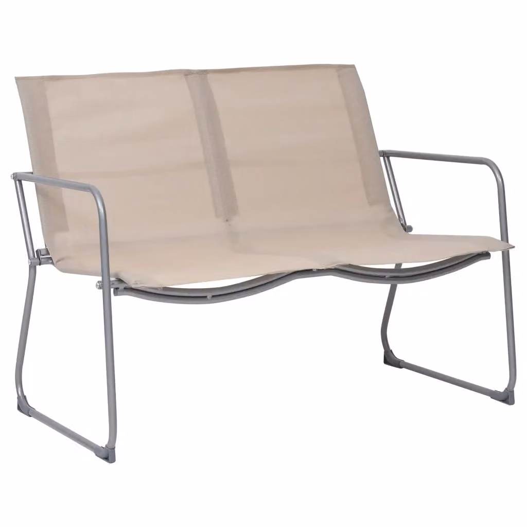 Set da giardino vidaXL composto da 4 pezzi con divano a 2 posti, poltrone lounge e tavolino da caffè in acciaio verniciato e tessuto beige