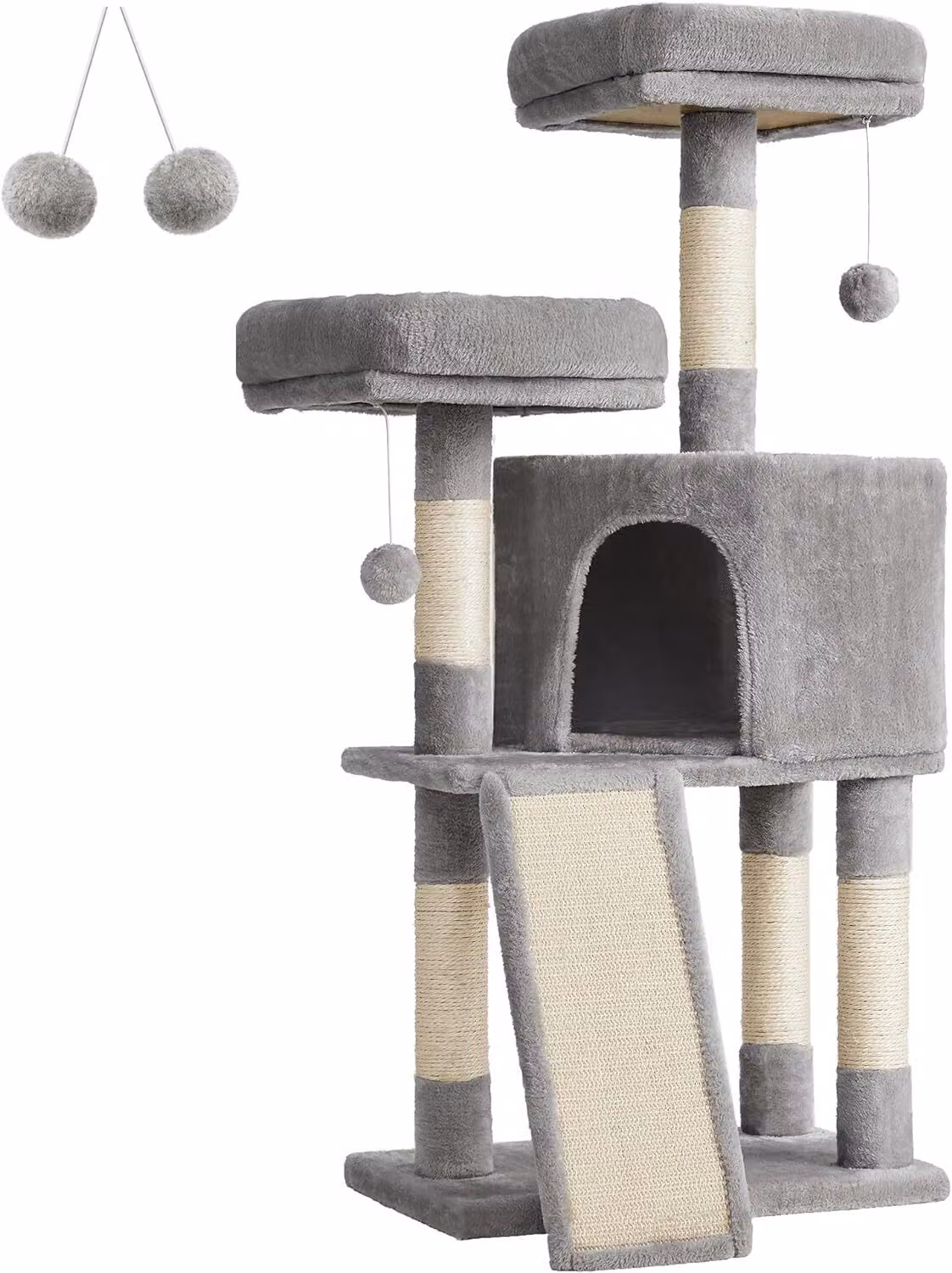 FEANDREA tiragraffi, albero tiragraffi, 115 cm, tiragraffi, grigio chiaro