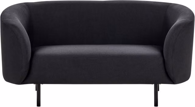 Divano 2 posti in poliestere nero con gambe nere stile glamour retrò soggiorno