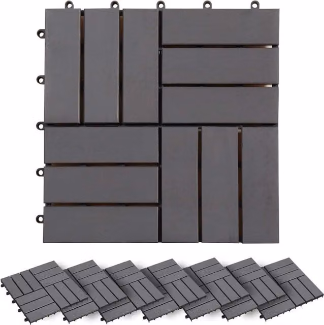 Set di 30 piastrelle per decking in legno di acacia grigio DESIGN IN, L/P: 30 x 30 cm, CFW2821528 – 1
