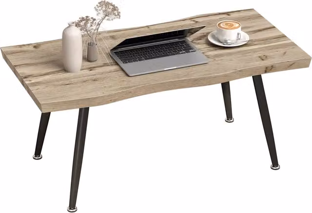 Tavolino da caffè curvo Xylo in legno rovere e acciaio, L 100 x P 50 x H 45 cm