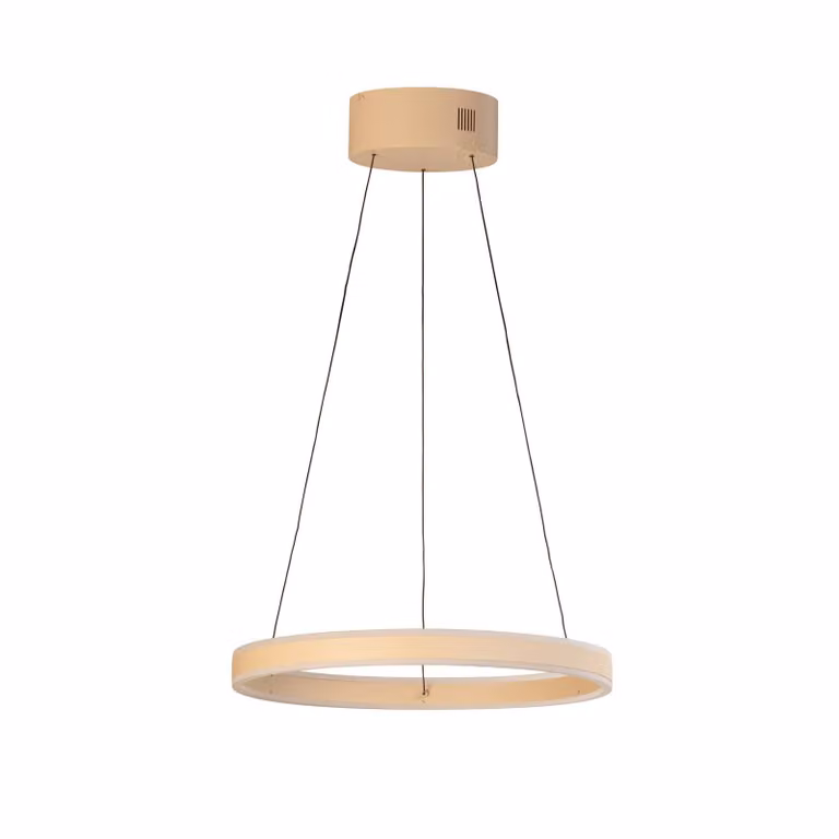 FISCHER & HONSEL Lampada LED a sospensione Silvio, Ø 50 cm, color sabbia, metallo, CCT, dimmerabile, Crema / Ambra, Soggiorno / Sala da pranzo, Metallo, Moderno