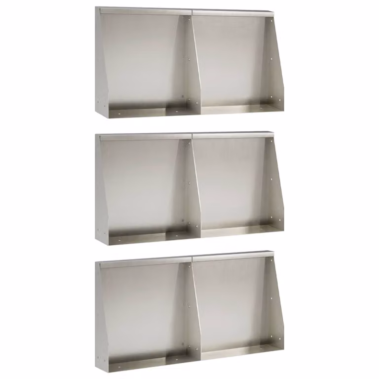 Set di 6 aiuole rialzate vidaXL in acciaio inox argento per giardino ornamentale, L: 40 cm, P: 12 cm, H: 40 cm