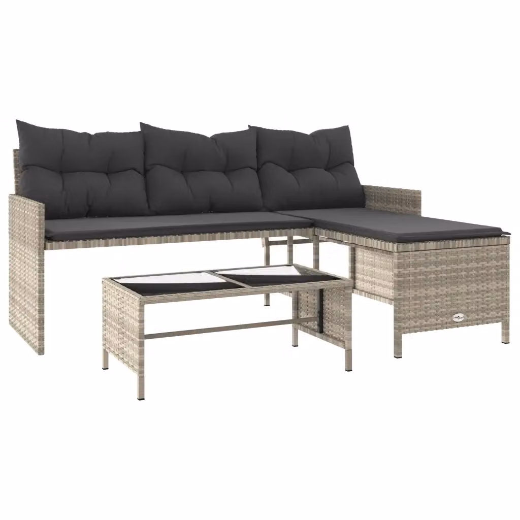 Set da giardino a L con divano a 3 posti, tavolo da caffè e cuscini vidaXL, colore grigio antracite – 2