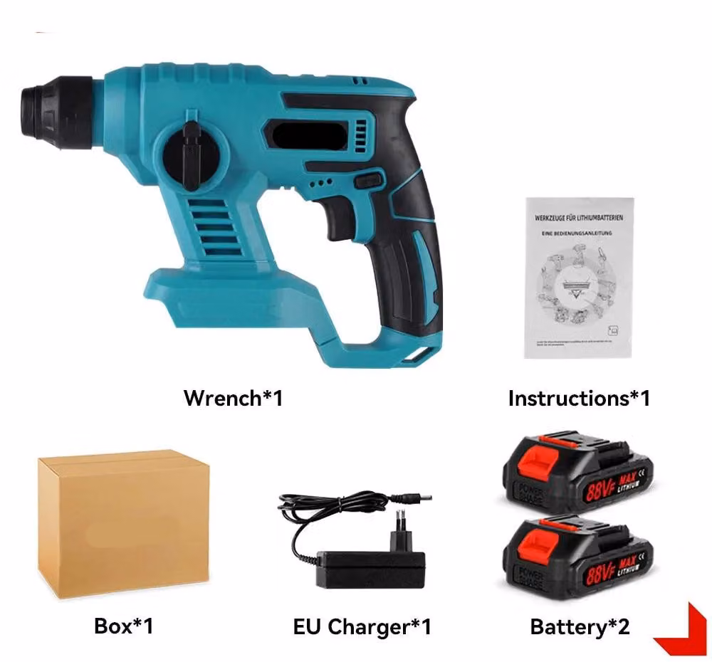 Trapano avvitatore - Trapano - Martello avvitatore elettrico - 1000W - 8600 colpi al minuto - Senza spazzole - Con 2 batterie