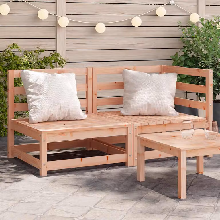 vidaXL Divano da Giardino a 2 Posti in Legno Massello di Douglas Marrone con Cuscini