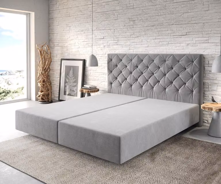 DELIFE Telaio boxspring Dream-Great 180x200 cm microfibra grigio