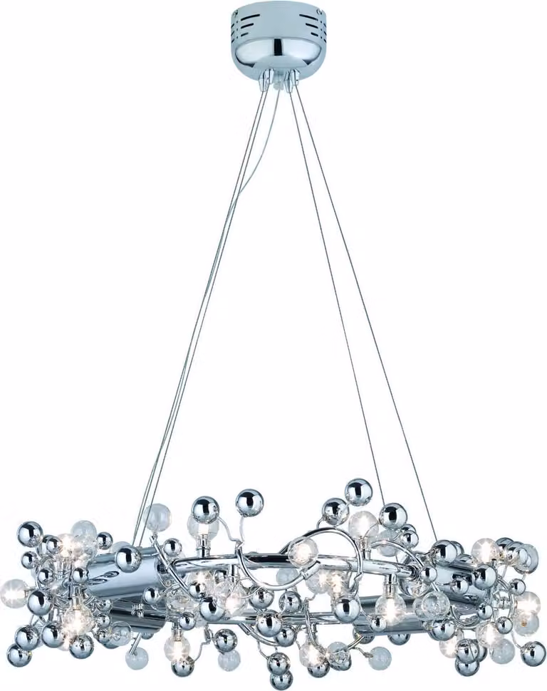 Lampada a sospensione Paulmann Living Sfera. 20x10W, attacco G4, vetro trasparente, 230V/12V, metallo/vetro