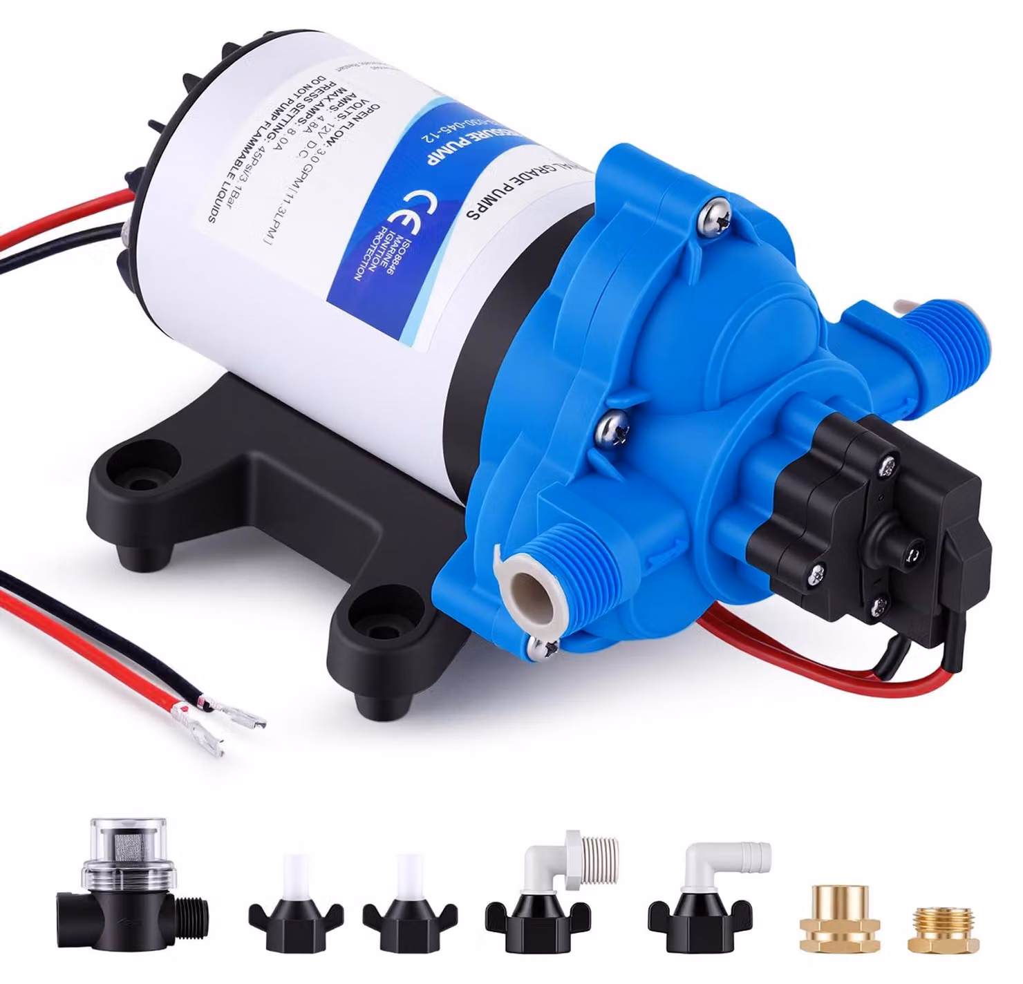 Pompa a membrana autoadescante, 12V, 3,0 GPM, 45 PSI