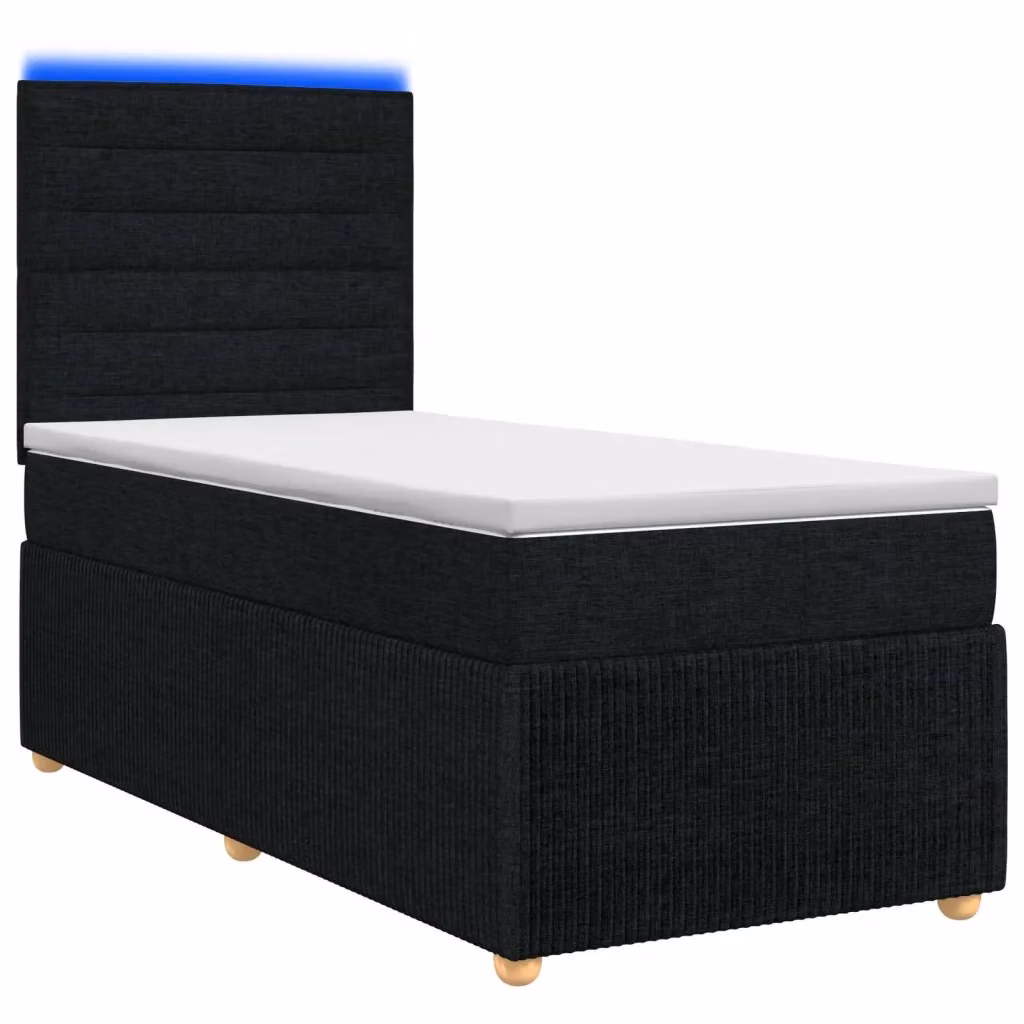 Letto Box Spring vidaXL con Materasso Ibrido e Illuminazione LED, Porta USB e Contenitore, Colore Nero, L 200 x L 80 cm – 2