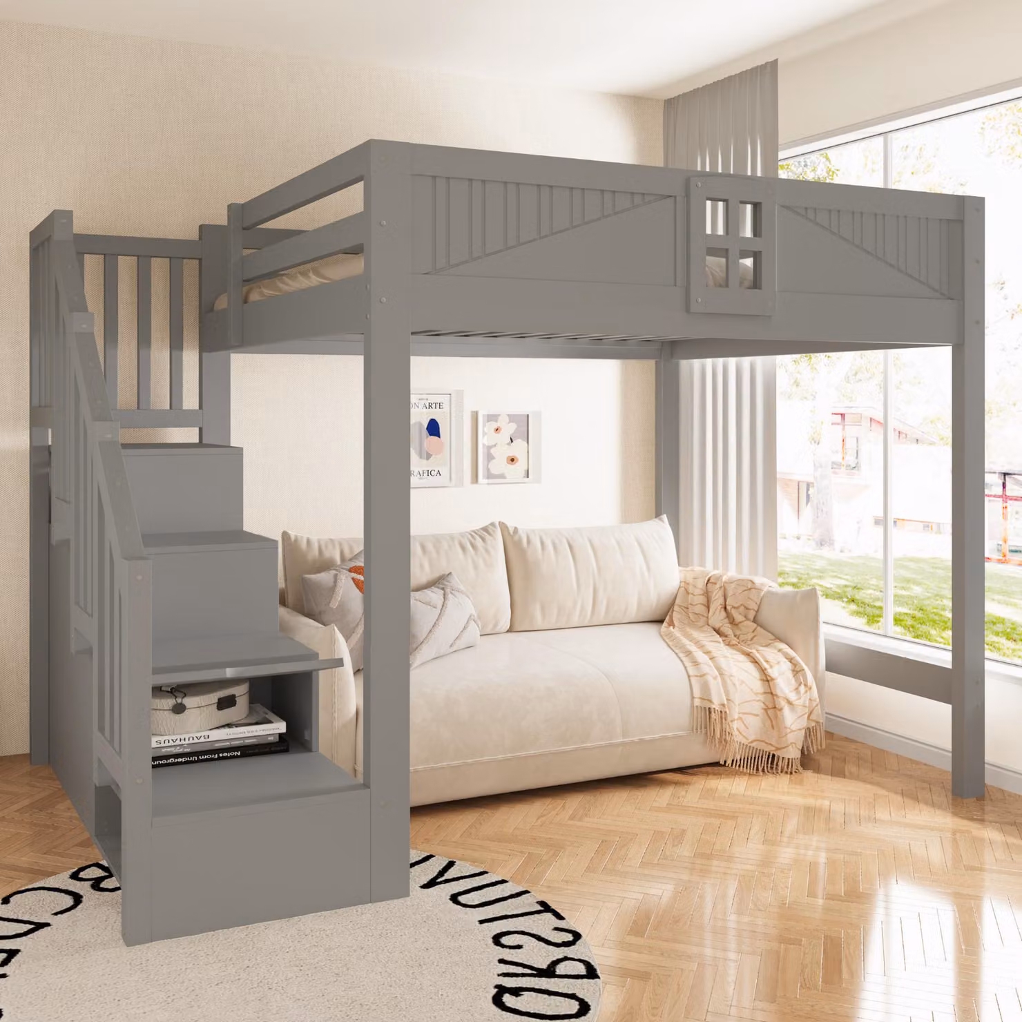 Letto imbottito 160x200 cm, color beige, con cassettiera sollevabile idraulica, funzione di ricarica USB e Type-C, illuminazione LED integrata nella testiera e rivestimento in lino