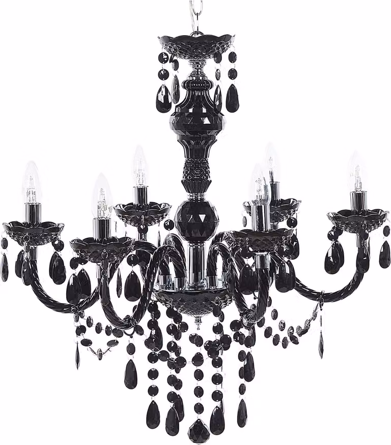 BELIANI Lampadario nero con cristalli 155 cm con 6 lampadine design elegante soggiorno camera da letto