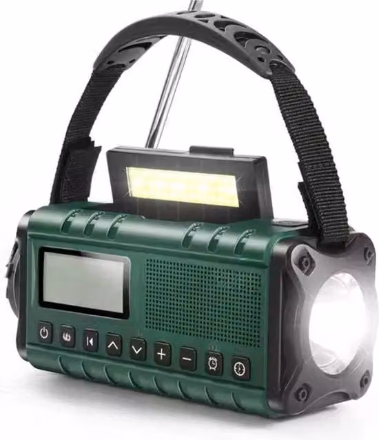 Radio di Emergenza con Alimentazione Solare e a Batterie, AM/FM, Colore Blu o Verde
