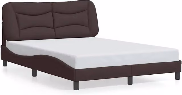 Letto matrimoniale | Letto per adulti | Giroletto senza Materasso Hvar Marrone Scuro 140x190 cm Tessuto