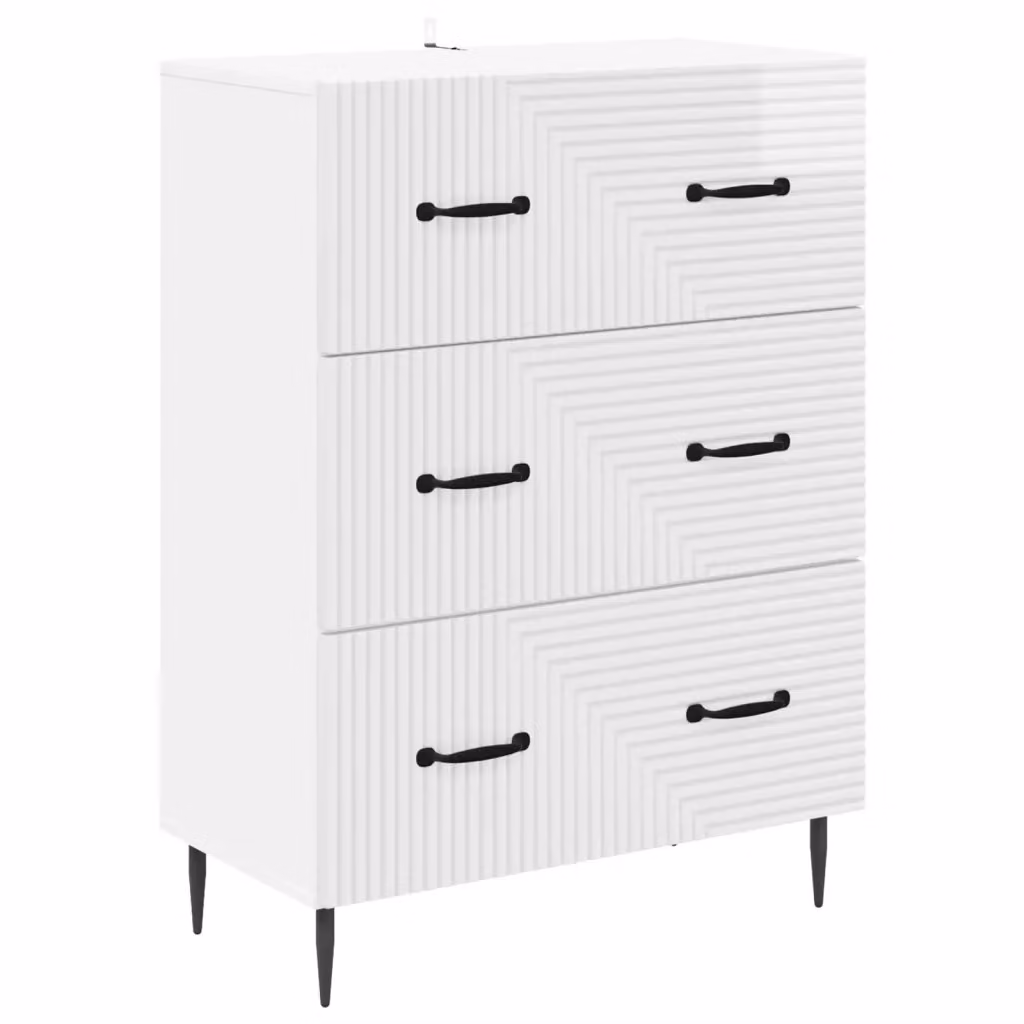 Mobile con Cassetti vidaXL in Legno e Metallo Bianco Stile Vintage L: 66 cm, P: 34,5 cm, H: 89,5 cm – 2